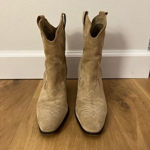 Zara Suede Western Ankle Boots